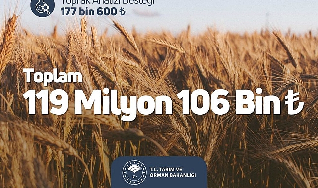 Tarım ve Orman Bakanlığı: “119,1 milyon liralık tarımsal destek ödemesi hesaplara aktarıldı”