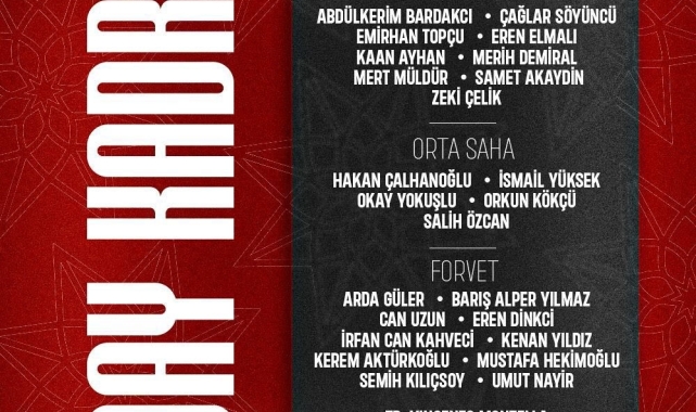 A Milli Takım'ın aday kadrosu belli oldu