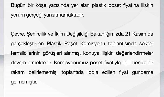 Bakanlıktan poşet fiyatıyla ilgili açıklama