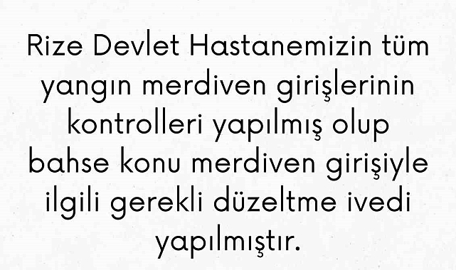 Rize İl Sağlık Müdürlüğü'nden kapatılan yangın merdiveni açıklaması