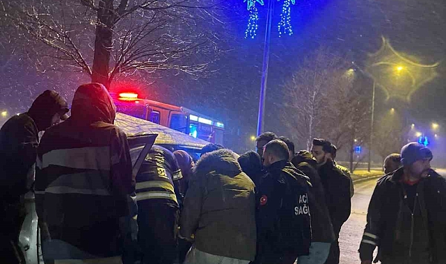 Direksiyon hakimiyetini kaybeden otomobil ağaca çarptı