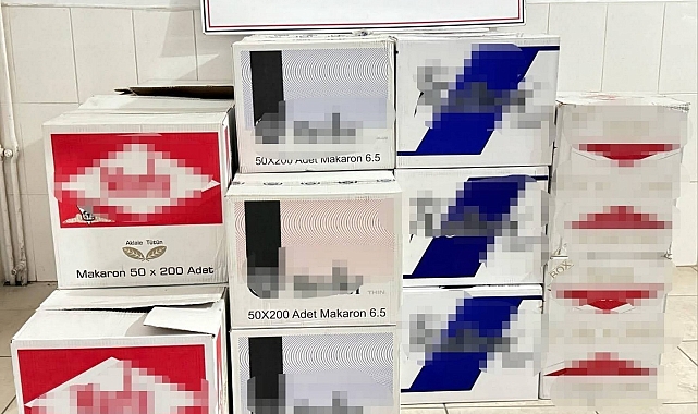Gümüşhane'de 370 bin adet boş makaron ele geçirildi