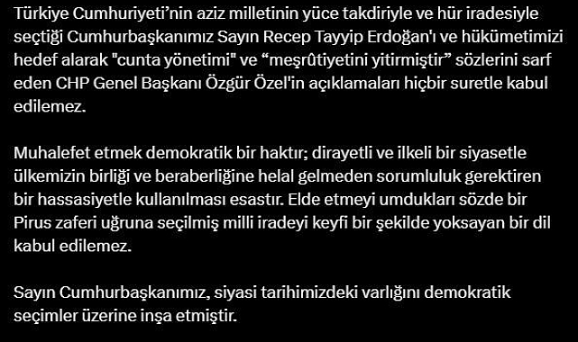 Bakan Memişoğlu'ndan Cumhurbaşkanını ve hükümeti hedef alan CHP Genel Başkanı Özel'e tepki