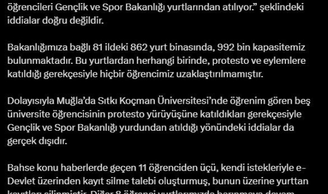 Eylemlere katılan gençlerin yurttan atıldığı iddiasına KYK'dan yalanlama