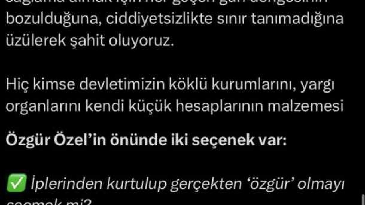 Bakan Tunç: "Özgür Özel’in önünde iki seçenek var"