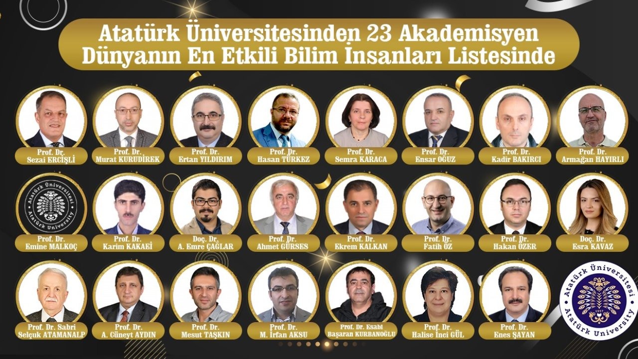 Atatürk Üniversitesi’nden 23 akademisyen dünyanın en etkili bilim insanları listesinde