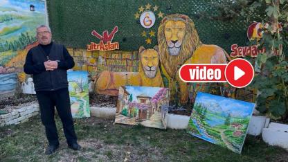 Bahçesini atölyeye çevirdi, sanat aşkını duvarlara işliyor