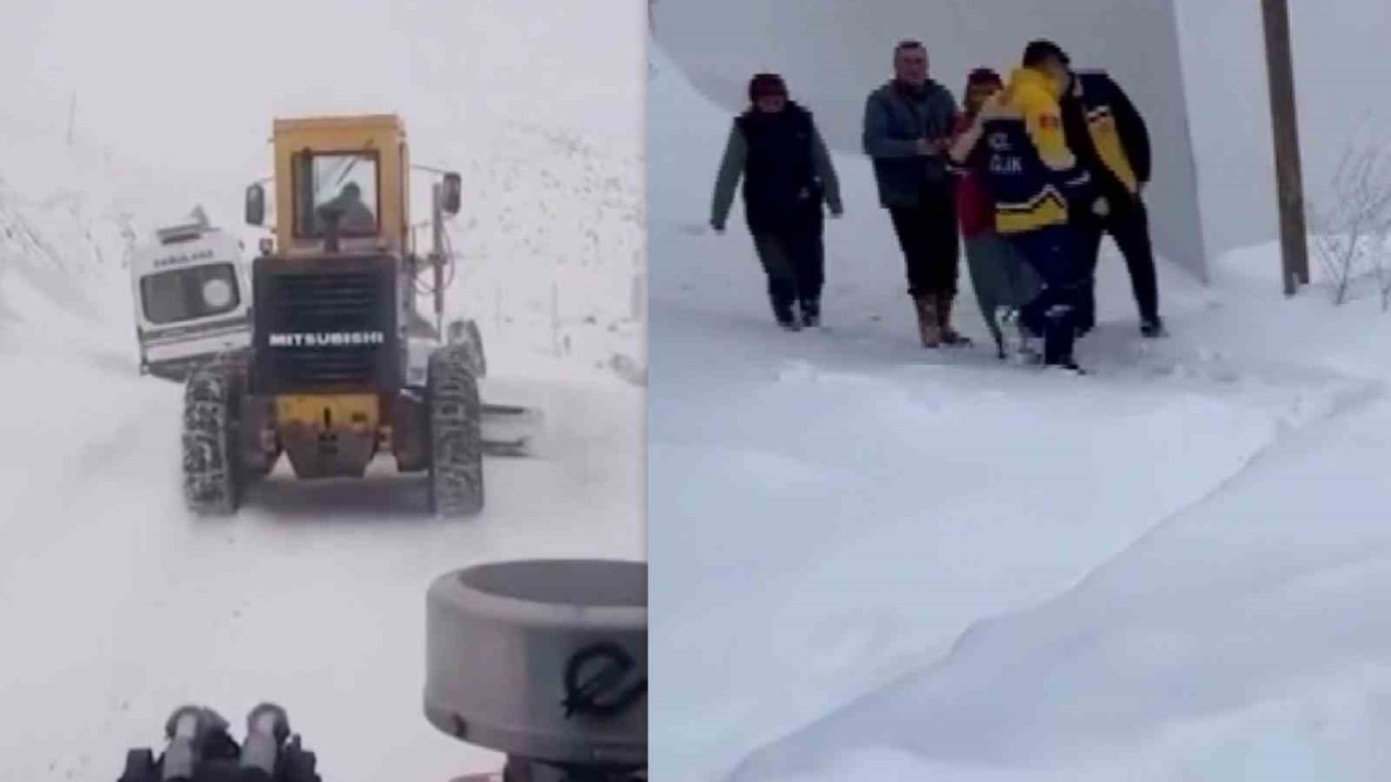 Bayburt’ta kara saplanan ambulans ekiplerce kurtarıldı