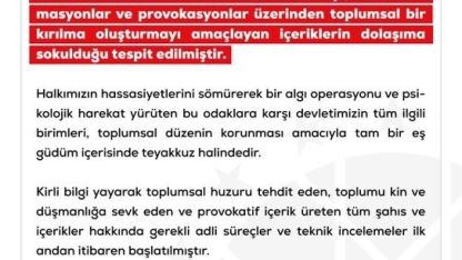 DMM: "Vatandaşlarımızın resmi açıklamaları esas alması kritik önem arz etmektedir"