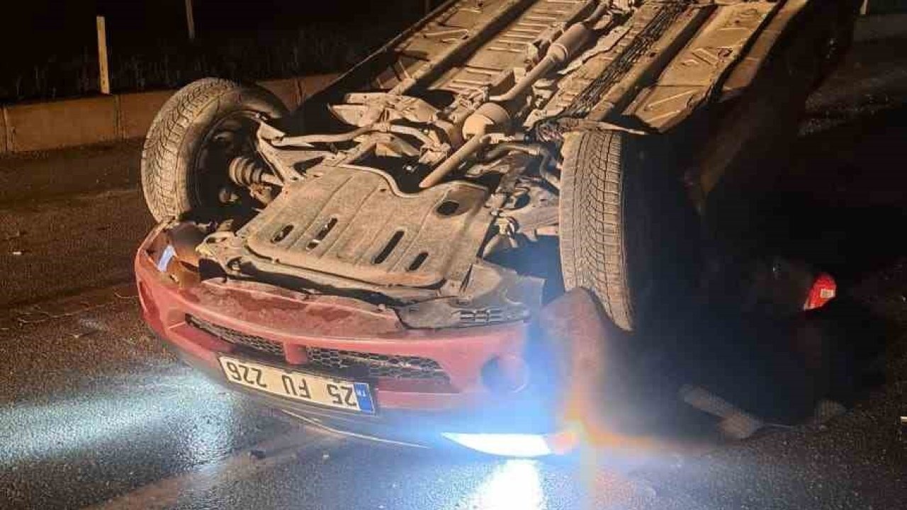 Aşkale’de korkutan kaza: Direksiyon hakimiyetini kaybeden otomobil karşı şeride uçtu