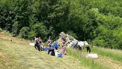 Gümüşhane’de beton mikseri 150 metrelik dik yamaçtan yuvarlandı: 2 ölü, 1 yaralı