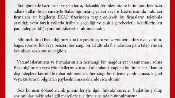 MEB: "Bakanlığımızın sosyal yardım veya bağış adı altında firmalardan para talep etmesi söz konusu değildir"