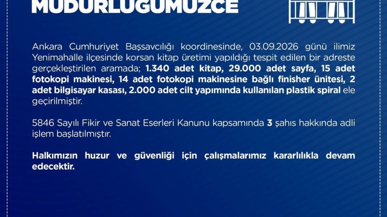 Ankara’da bin 340 adet korsan kitap ele geçirildi