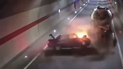 Trabzon’daki tüneldeki kaza kamerada
